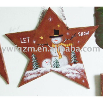 Decoración de estrella colgante de madera de Navidad